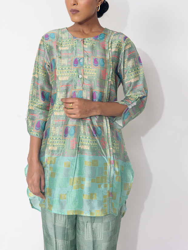Green Vasansi Silk Printed Top