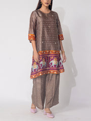 Brown  Bandhani  Vasansi Silk Co-ord Set