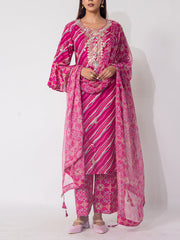 Pink Leheriya Embroidered Suit Set