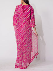 Pink Leheriya Embroidered Suit Set