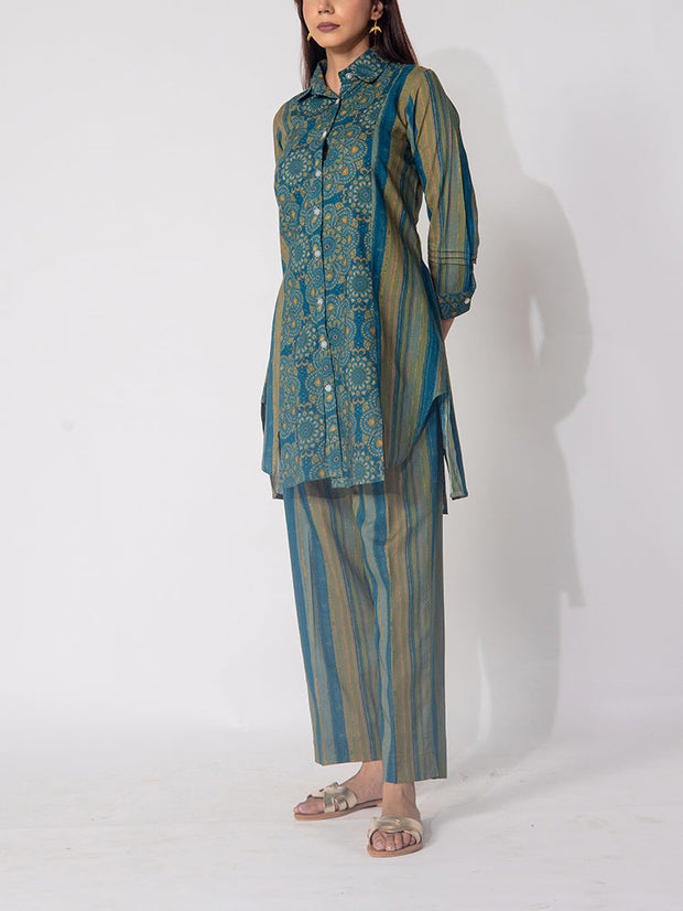 Blue Cotton Printed Co-ord Set