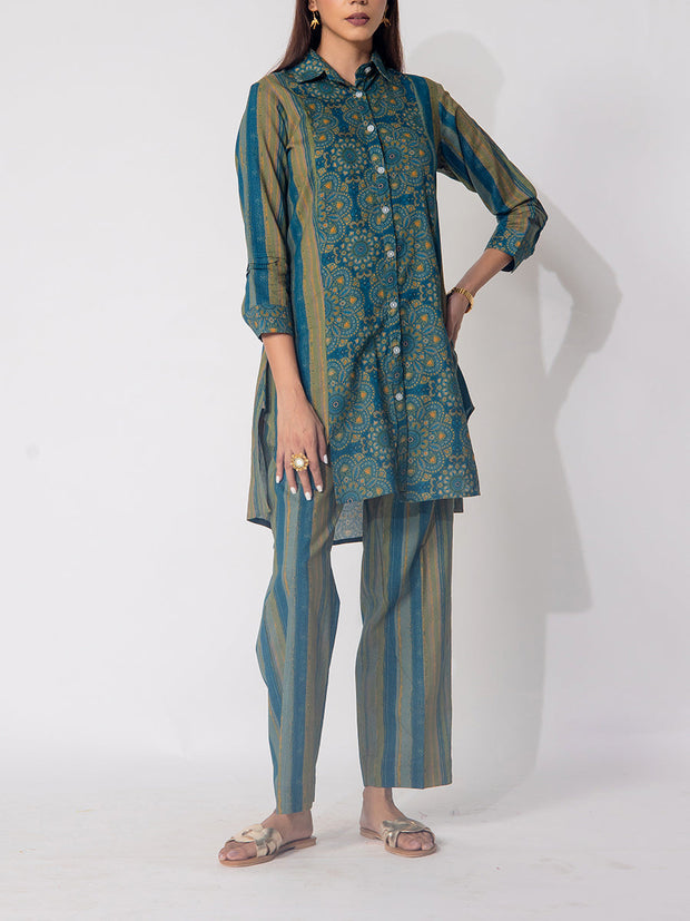 Blue Cotton Printed Co-ord Set