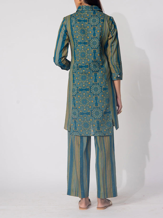 Blue Cotton Printed Co-ord Set