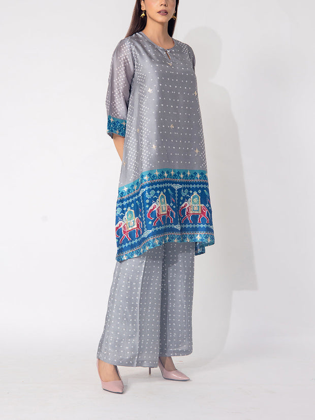 Grey Bandhani  Vasansi Silk Co-ord Set