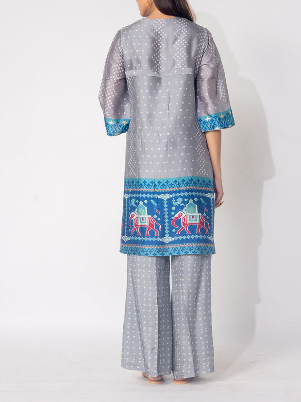 Grey Bandhani  Vasansi Silk Co-ord Set
