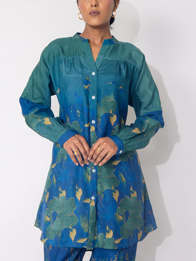 Blue Vasansi Silk Printed Co-ord set