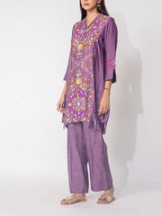 Purple  Vasansi Silk Printed Kurta and Pant Set