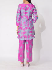 Pink Embridered Vasansi Silk Printed Co-ord Set