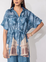 Grey  Vasansi Silk Printed Co-ord Set