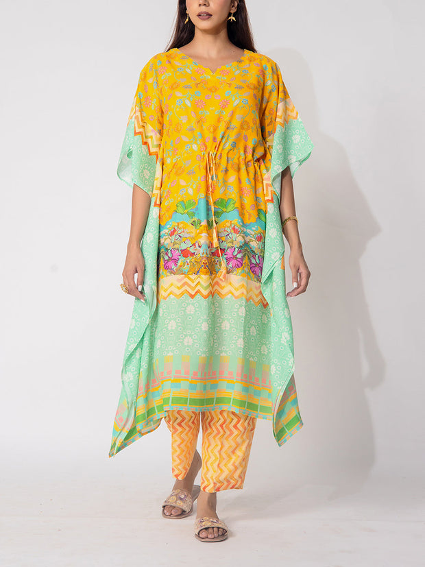 Yellow And Green Vasansi Silk Co-Ord Set