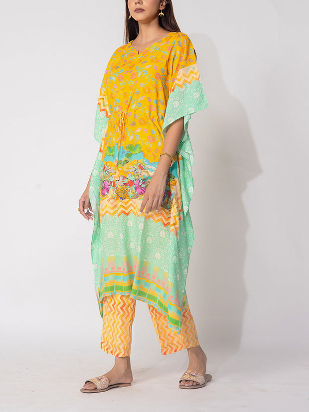 Yellow And Green Vasansi Silk Co-Ord Set