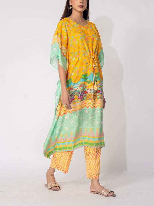 Yellow And Green Vasansi Silk Co-Ord Set