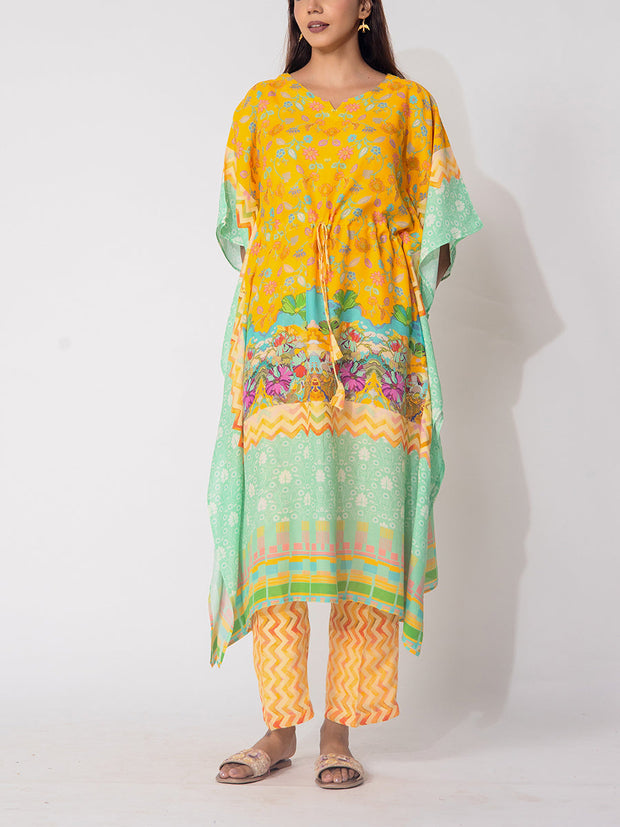 Yellow And Green Vasansi Silk Co-Ord Set