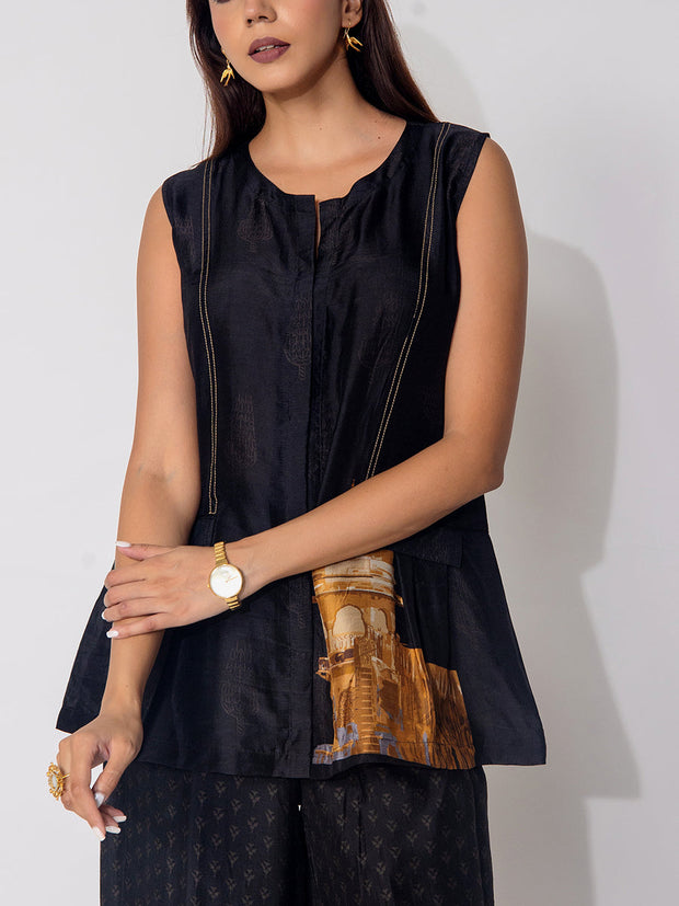 Black Vasansi Silk Co-Ord Set