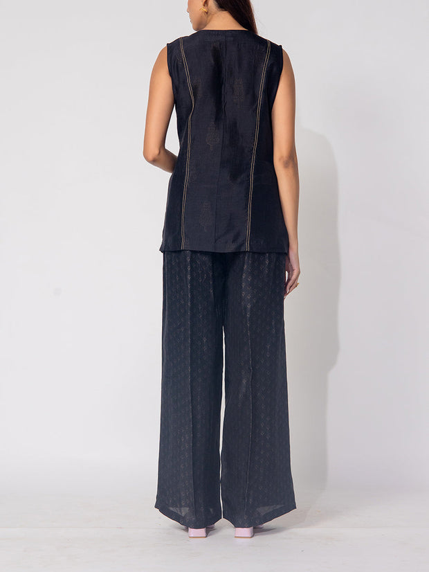 Black Vasansi Silk Co-Ord Set
