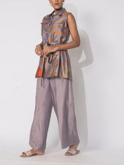 Brown Vasansi Silk Pritned Co-ord Set