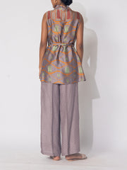 Brown Vasansi Silk Pritned Co-ord Set