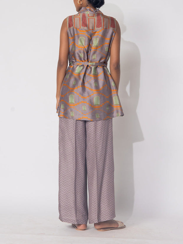 Brown Vasansi Silk Pritned Co-ord Set