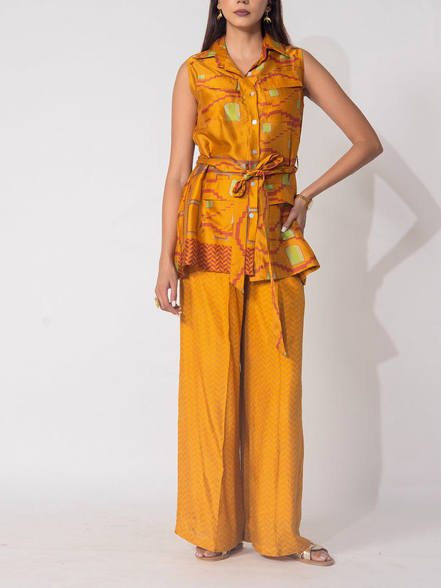 Mustard Vasansi Silk Printed Top