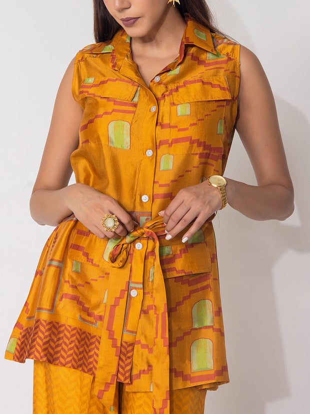 Mustard Vasansi Silk Printed Top