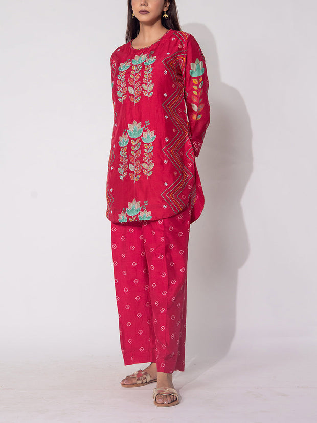 Red Vasansi Silk Co-Ord Set