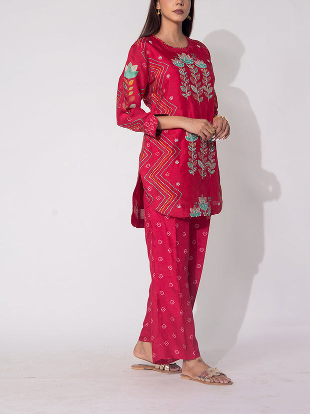 Red Vasansi Silk Co-Ord Set