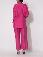 Fuchsia Pink Silk Co-Ord Set