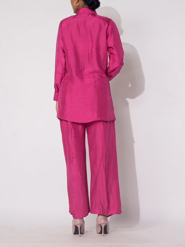 Fuchsia Pink Silk Co-Ord Set
