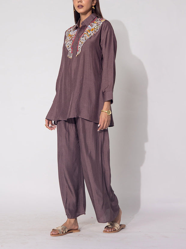 Brown Silk Co-Ord Set