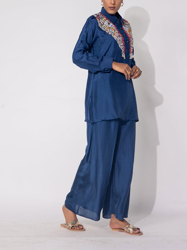 Blue Silk Co-Ord Set