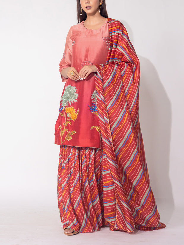 Pink Embroidered Vasansi Silk Salwar Suit