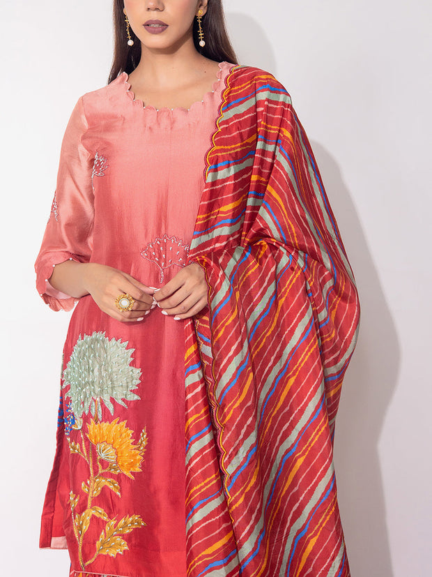Pink Embroidered Vasansi Silk Salwar Suit