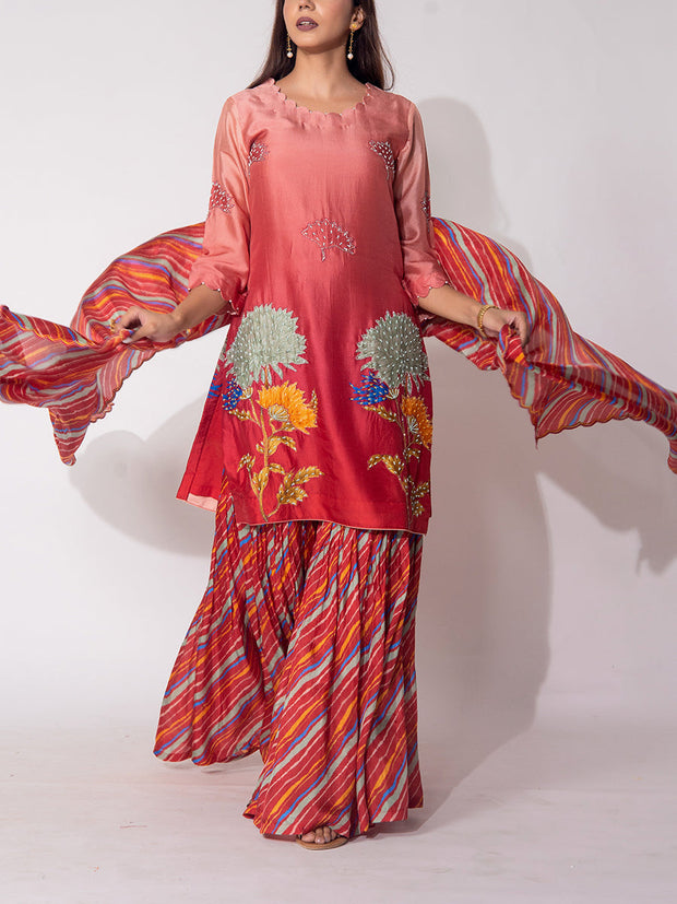 Pink Embroidered Vasansi Silk Salwar Suit
