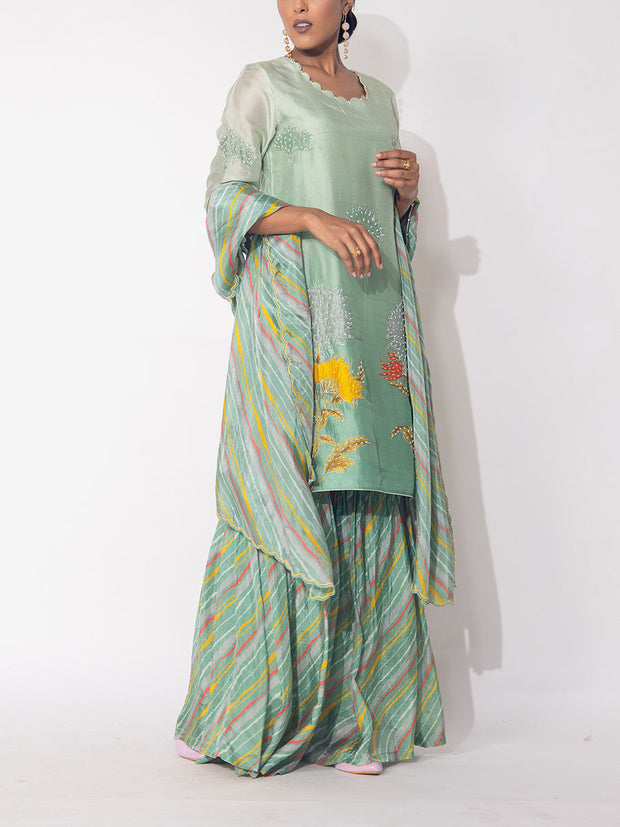 Light Green  Embroidered Vasansi Silk Salwar Suit