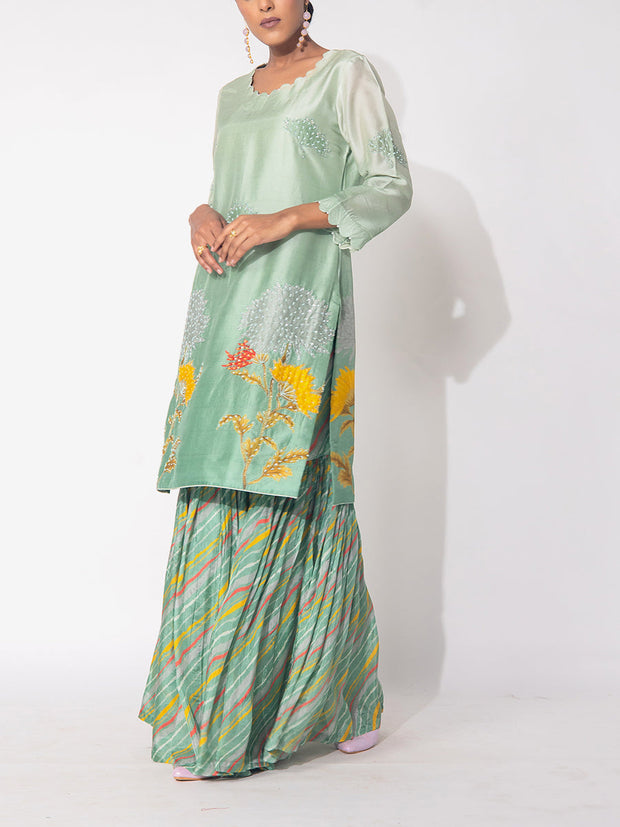 Light Green  Embroidered Vasansi Silk Salwar Suit