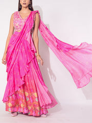 Pink Silk Lehenga Set