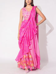 Pink Silk Lehenga Set