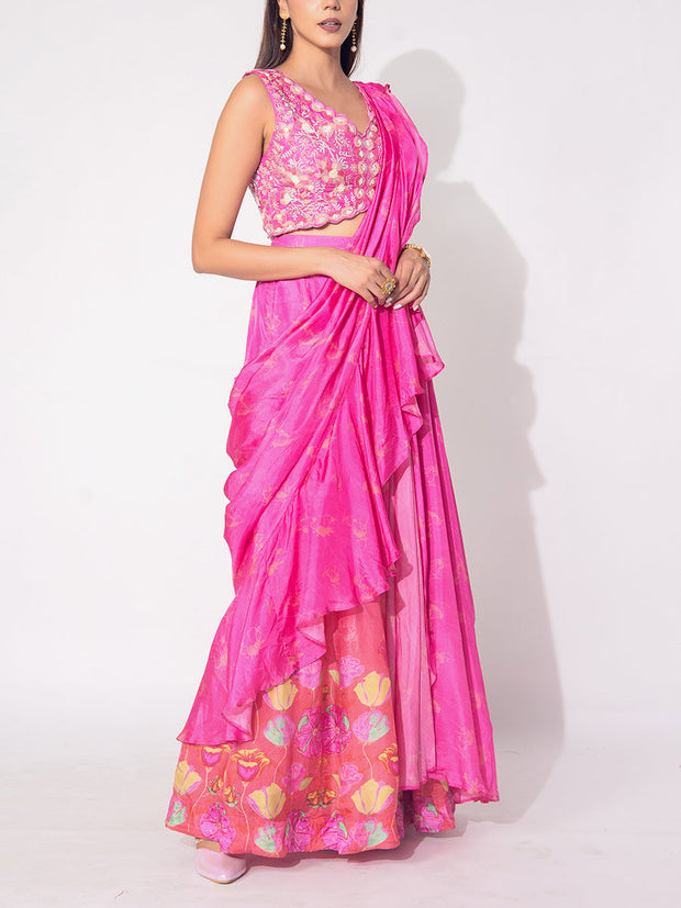 Pink Silk Lehenga Set