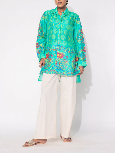 Green Vasansi Silk Printed Top