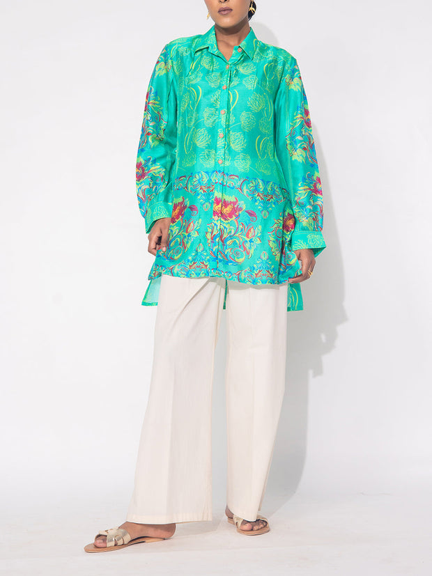 Green Vasansi Silk Printed Top