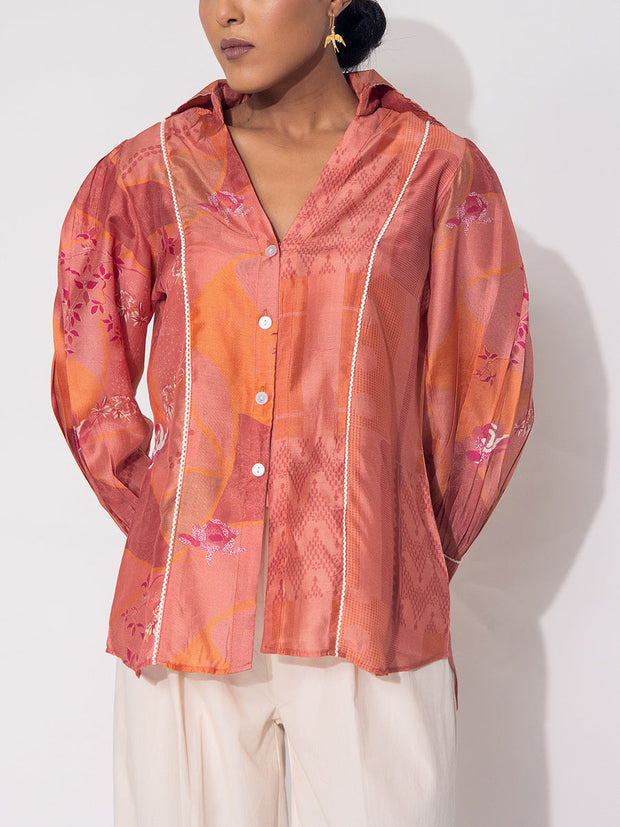 Peach Vasansi Silk Printed Top