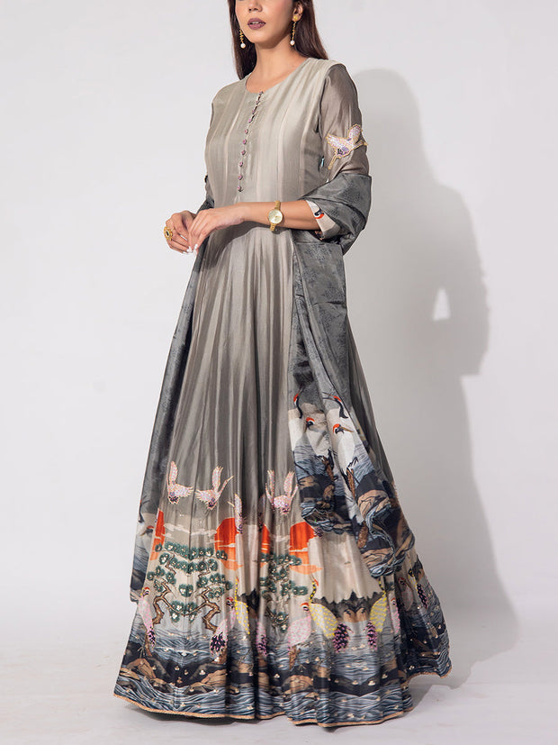Grey Vasansi Silk Gown