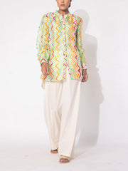 Multicolor  Leheriya Printed Vasansi Silk  Top