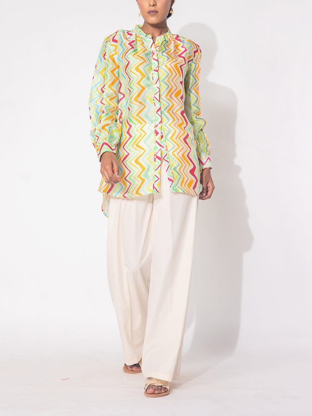 Multicolor  Leheriya Printed Vasansi Silk  Top