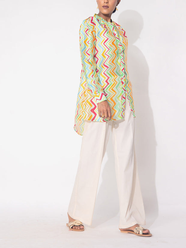 Multicolor  Leheriya Printed Vasansi Silk  Top