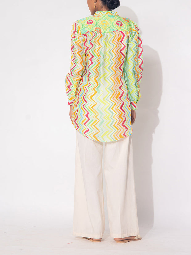 Multicolor  Leheriya Printed Vasansi Silk  Top