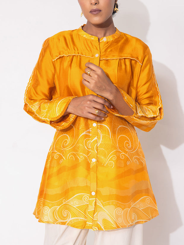 Yellow Vasansi Silk Printed Top
