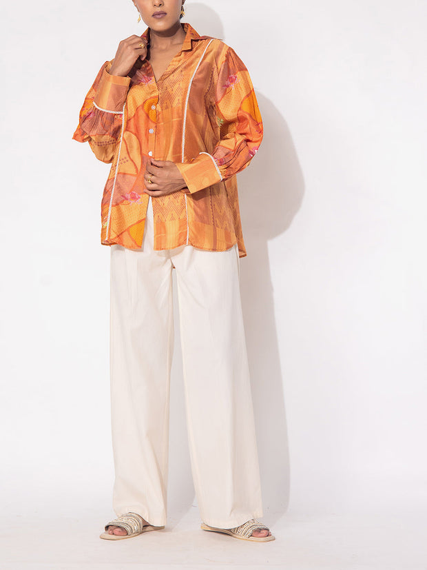 Mustard Vasansi Silk Printed Top