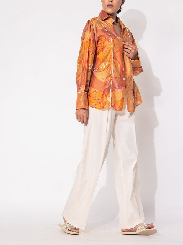 Mustard Vasansi Silk Printed Top