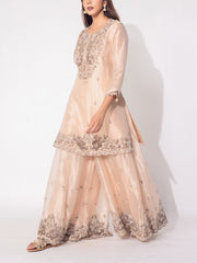 Peach Organza Tissue Suit Set
